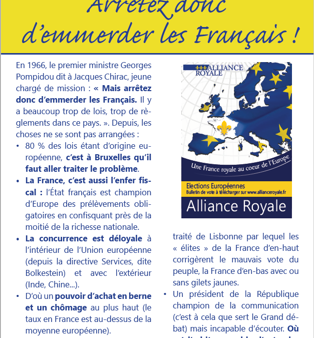 Profession de foi : Arrêtez donc d’emmerder les Français !