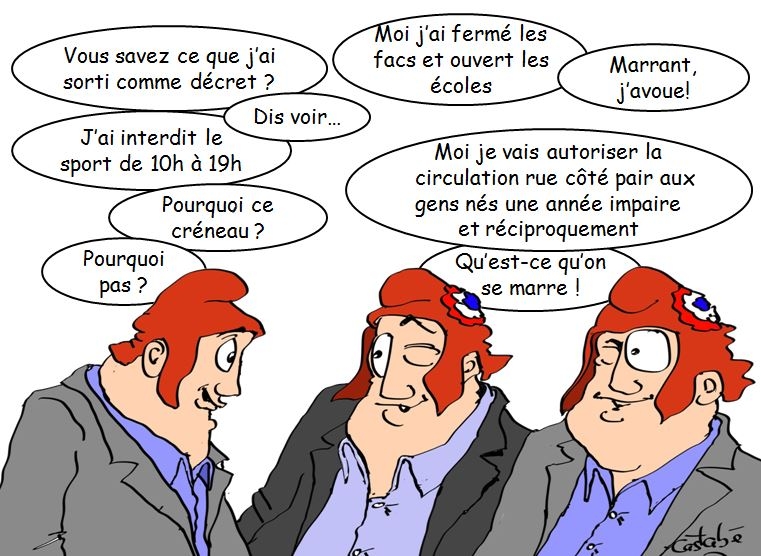 La politique du gouvernement contre le coronavirus vue par Castabé